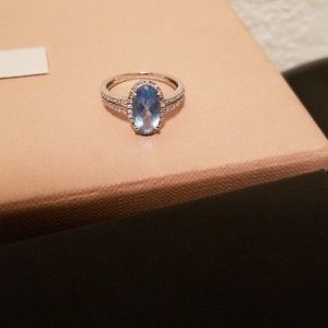 Blue Topaz and diamond ring